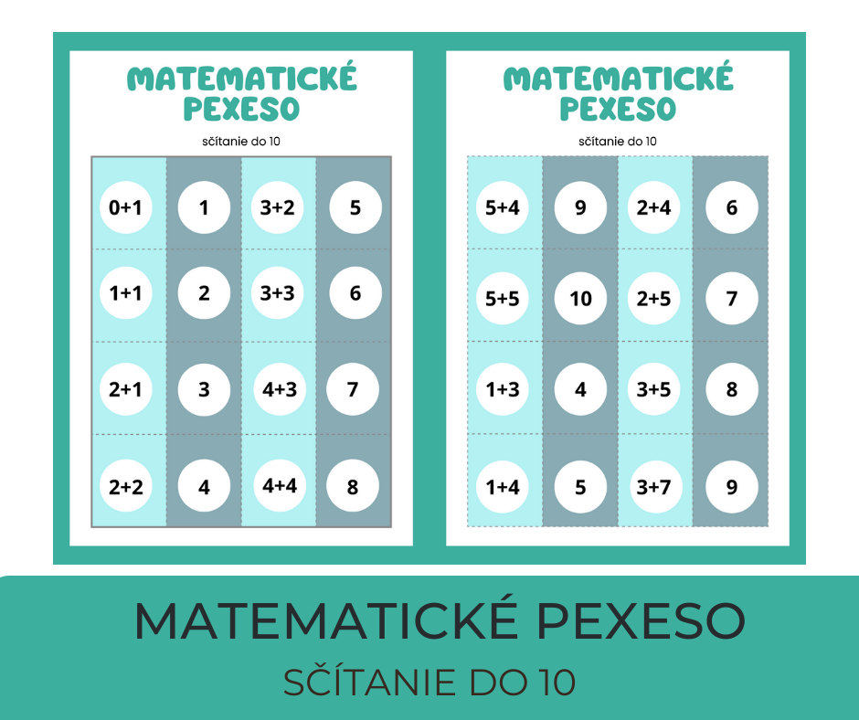 Matematické Pexeso Do 10 Matematika Učiteliaučiteľomsk 7360